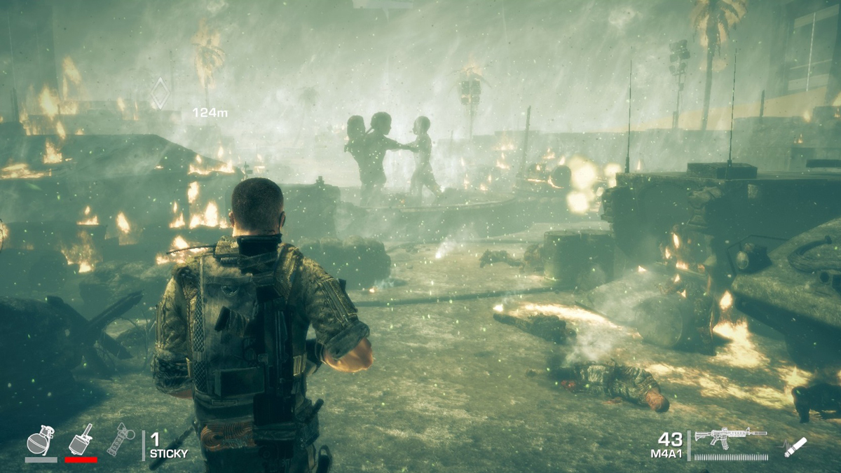 Spec Ops walking through the aftermath of the phosphorous attack